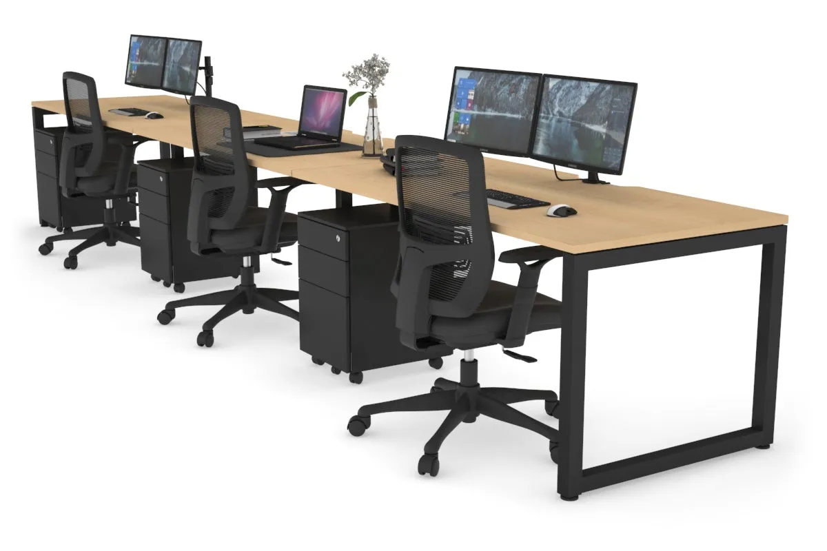 Quadro Loop Legs 3 Person Run Office Workstation [1200L x 800W with Cable Scallop]