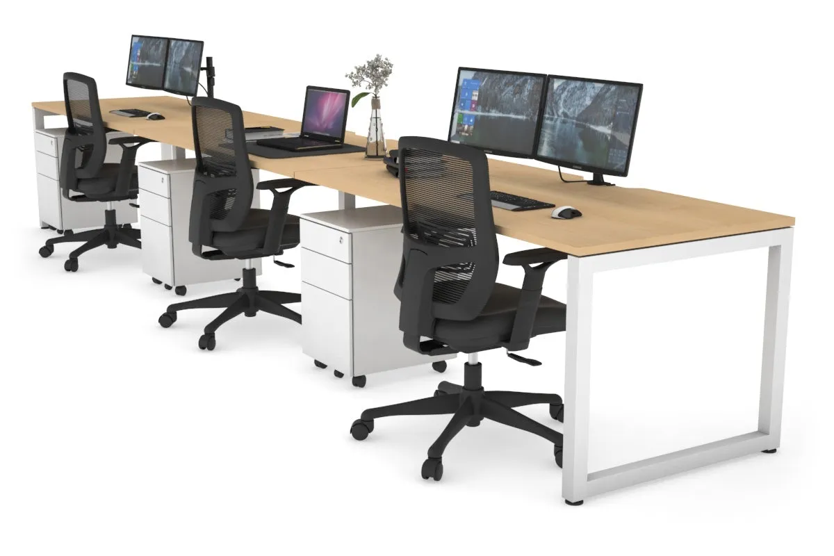 Quadro Loop Legs 3 Person Run Office Workstation [1200L x 800W with Cable Scallop]
