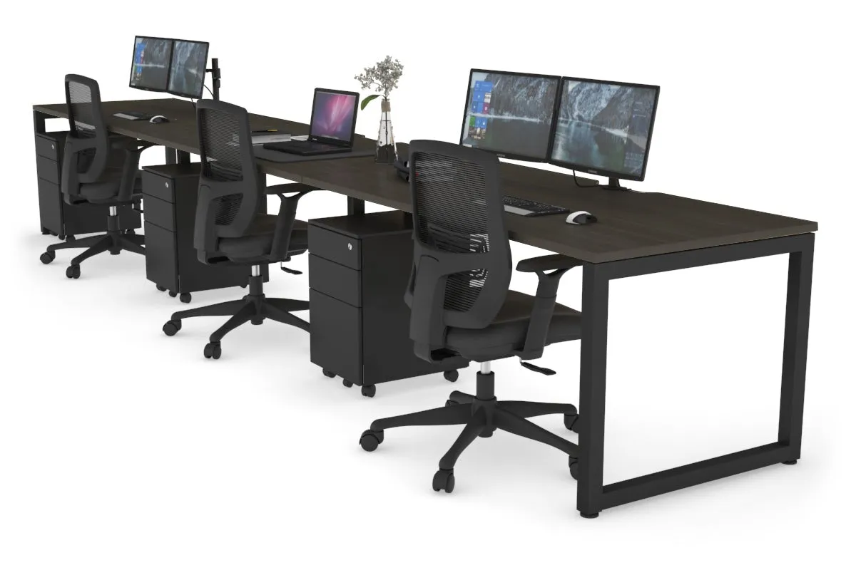 Quadro Loop Legs 3 Person Run Office Workstation [1200L x 800W with Cable Scallop]
