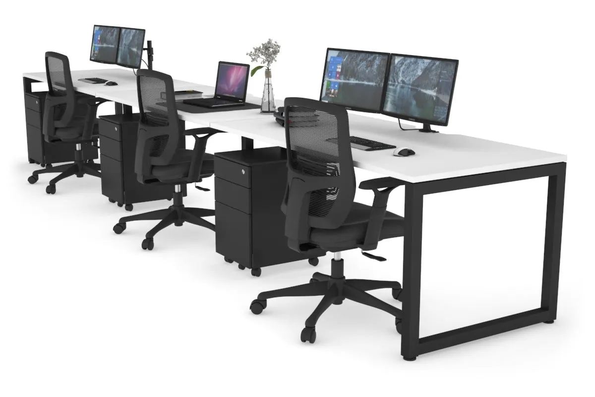 Quadro Loop Legs 3 Person Run Office Workstation [1200L x 800W with Cable Scallop]