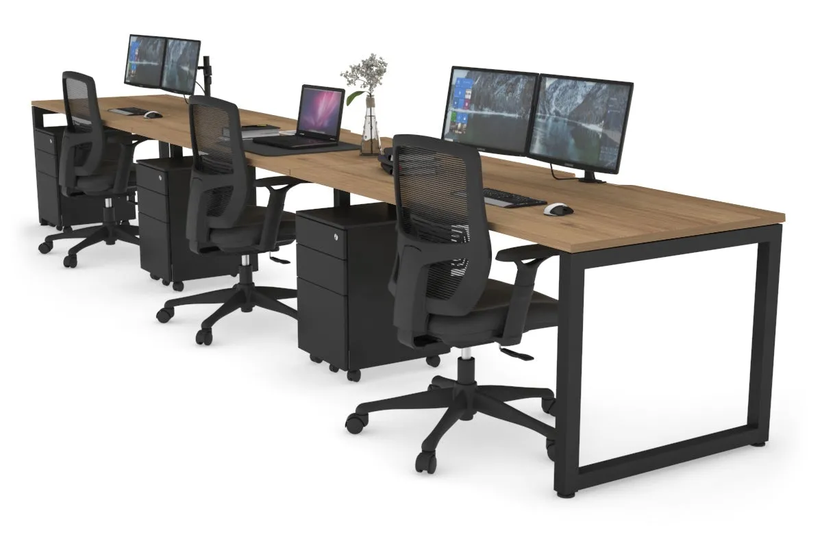 Quadro Loop Legs 3 Person Run Office Workstation [1200L x 800W with Cable Scallop]