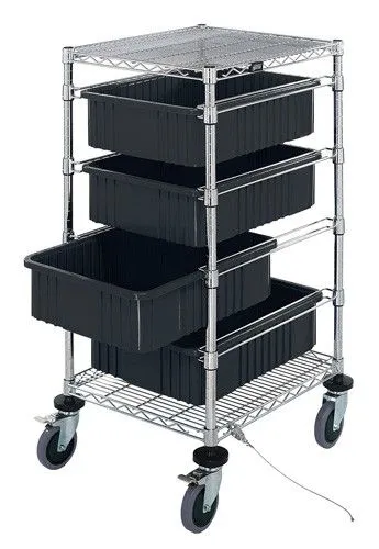 Quantum BC212434M1CO Bin Cart with 4 Rails, 24" x 21" x 45"