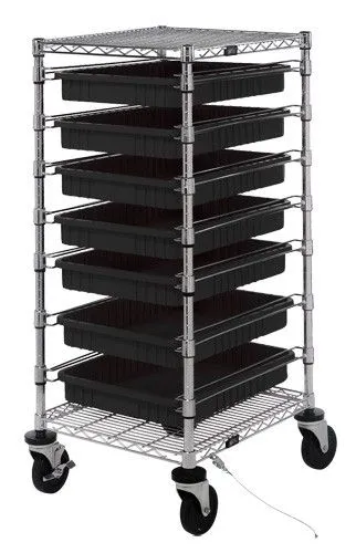 Quantum BC212439M2CO Bin Cart with 7 Rails, 24" x 21" x 45"