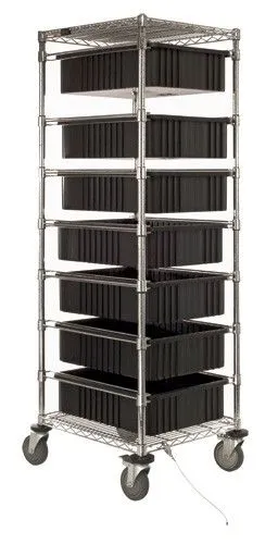 Quantum BC212469M1CO Bin Cart with 7 Rails, 24" x 21" x 69"
