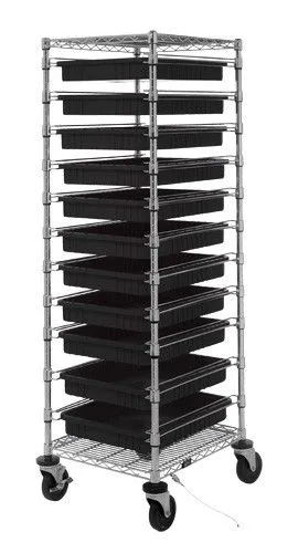 Quantum BC212469M2CO Bin Cart with 11 Rails, 24" x 21" x 69"