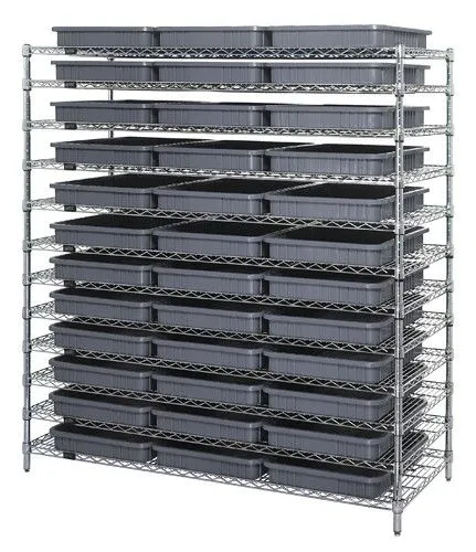 Quantum WR12-93030 Wire Shelving System with 12 Shelves, 24" x 60" x 63"