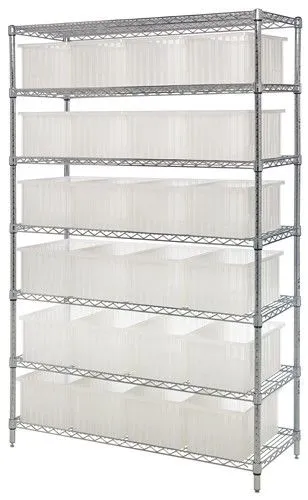 Quantum WR7-92080CL Wire Shelving System with 7 Shelves, 18" x 48" x 74"