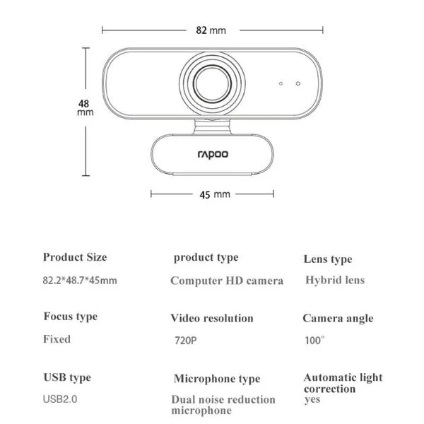 Rapoo C200 Webcam 720P Resolution with Built in Mic