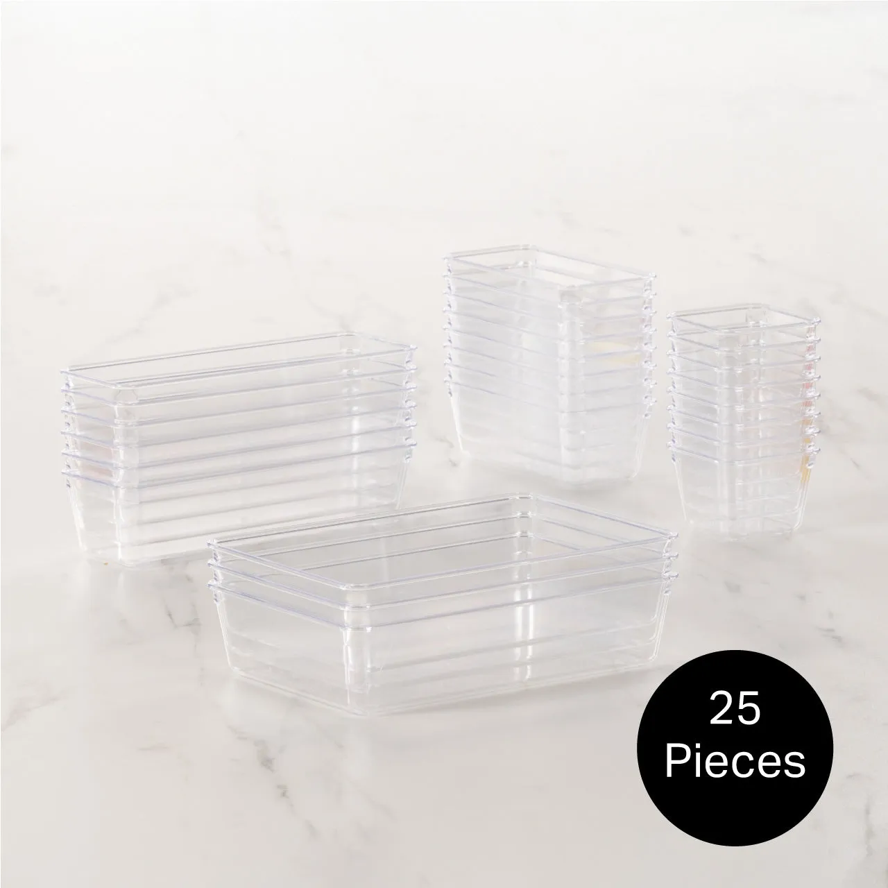 Robinsons Drawer Organiser 25 Piece Set (Kitchen / Bathroom / Desk / Cosmetic Drawer Dividers) - Special Buy
