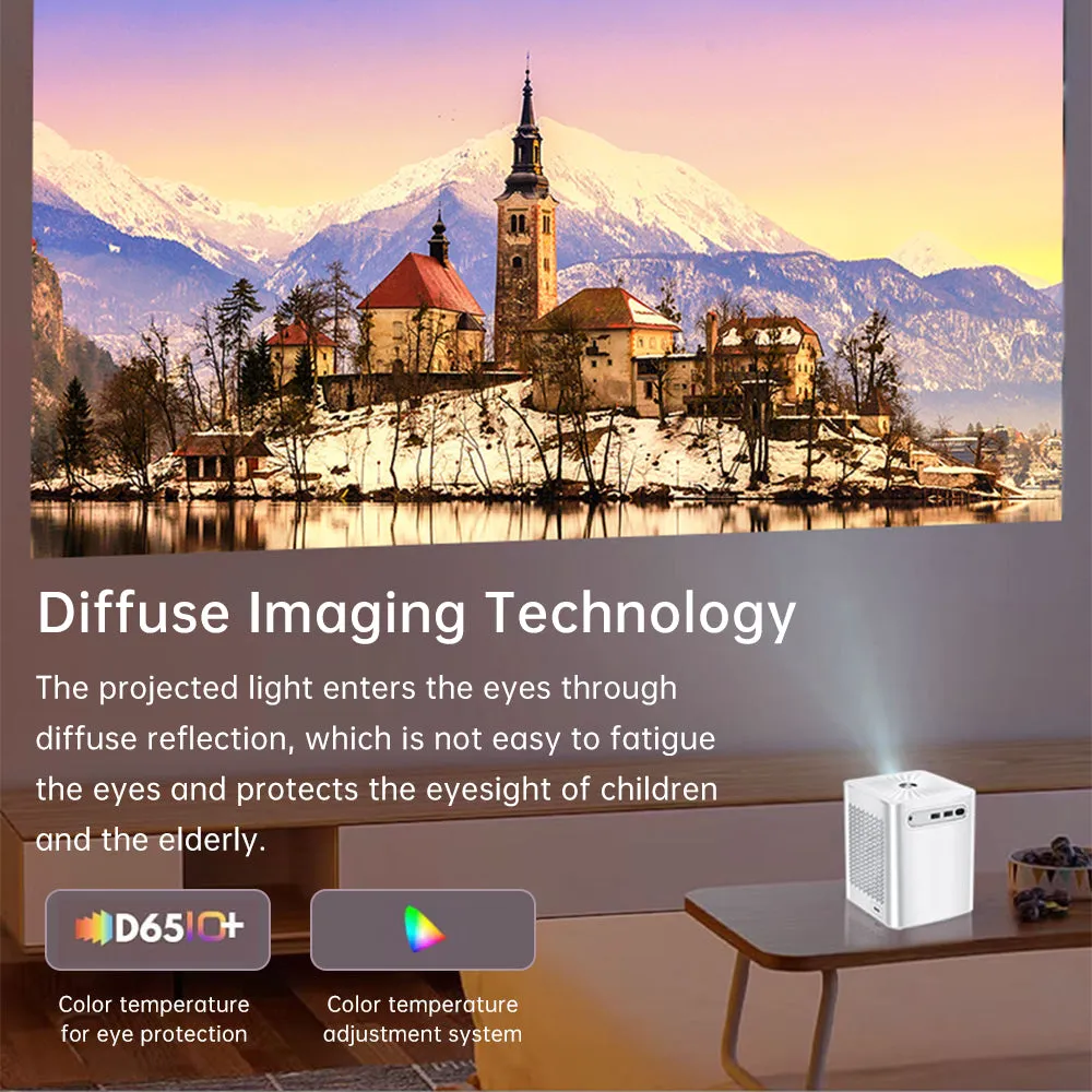 S8 Mini WiFi Projector With 100" Projector Screen Included| 5000 Lumens Portable Outdoor Movie Projector | 100" Screen Supported WiFi Bluetooth Mirroring for Phone