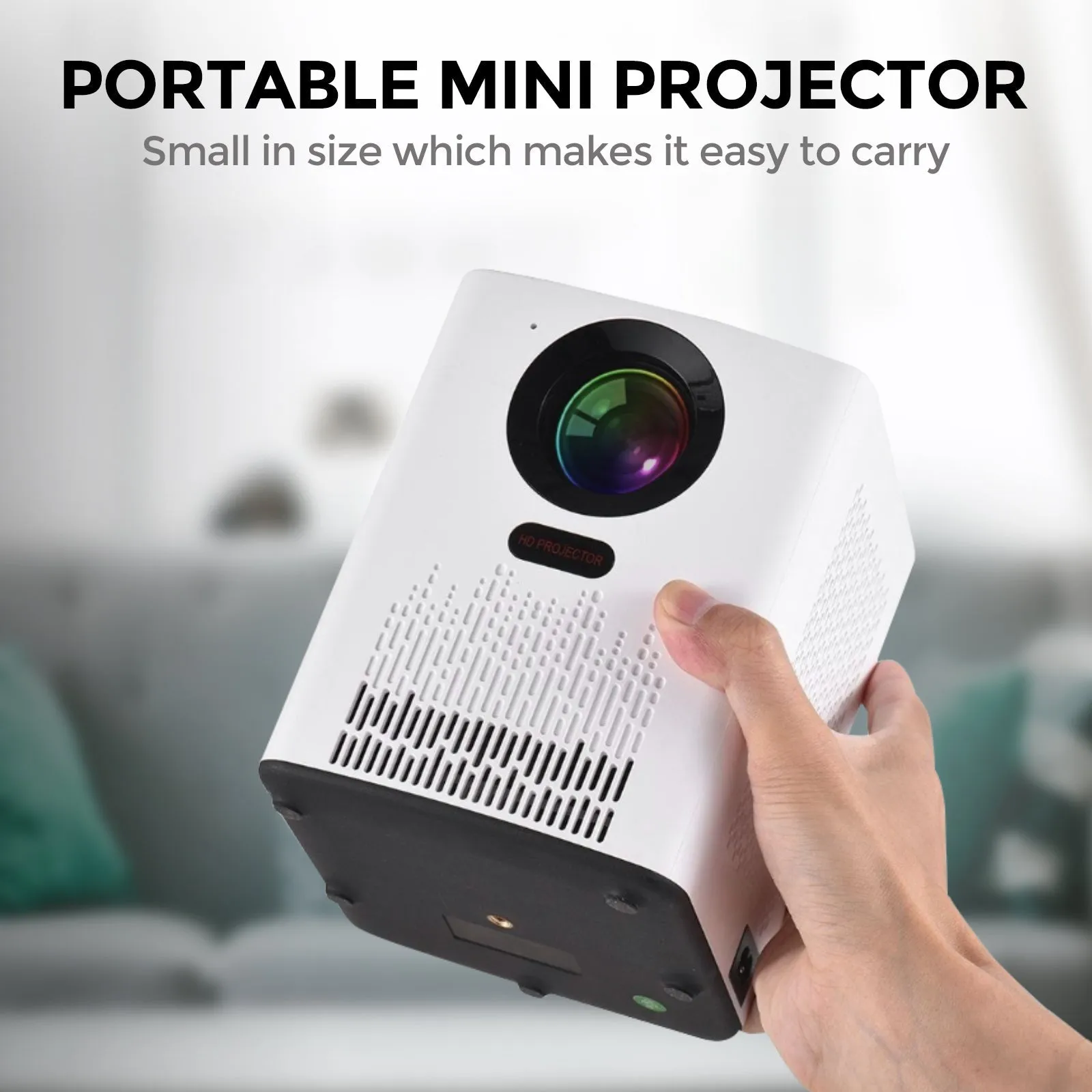 S8 Mini WiFi Projector With 100" Projector Screen Included| 5000 Lumens Portable Outdoor Movie Projector | 100" Screen Supported WiFi Bluetooth Mirroring for Phone
