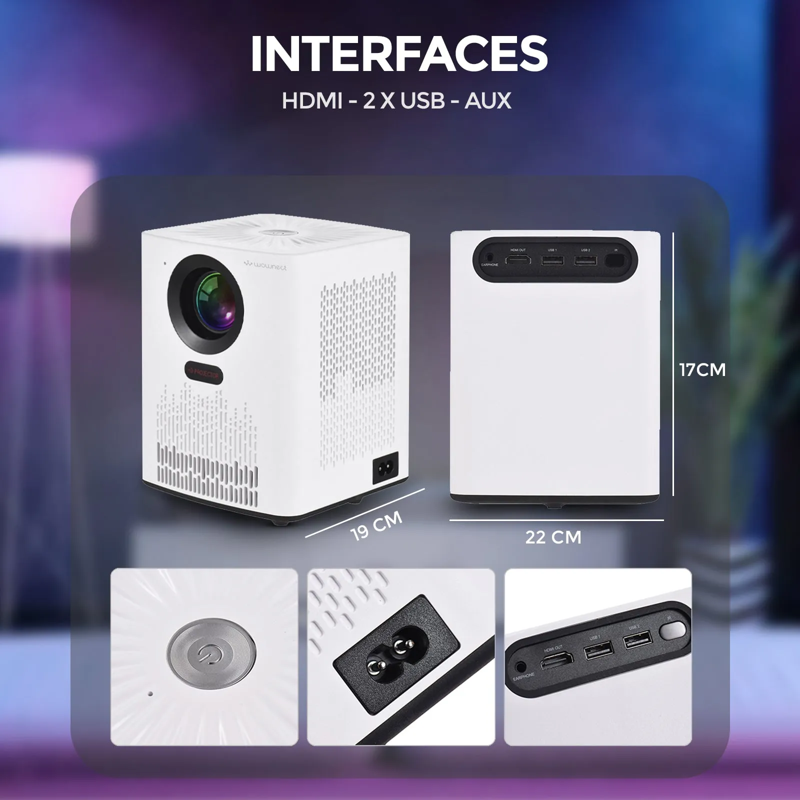 S8 Mini WiFi Projector With 100" Projector Screen Included| 5000 Lumens Portable Outdoor Movie Projector | 100" Screen Supported WiFi Bluetooth Mirroring for Phone