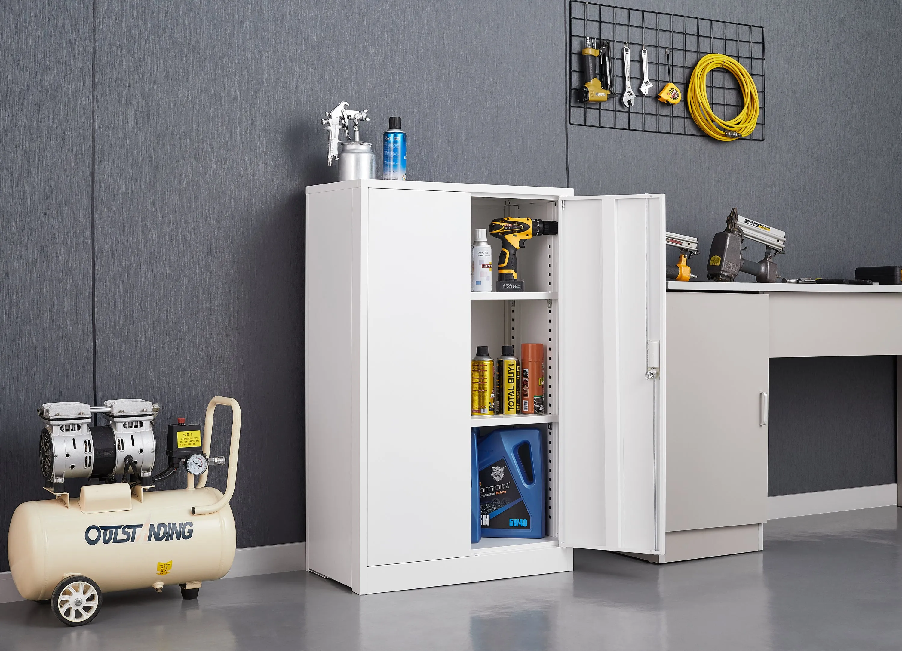 Secure Guard Storage Metal Cabinet - White