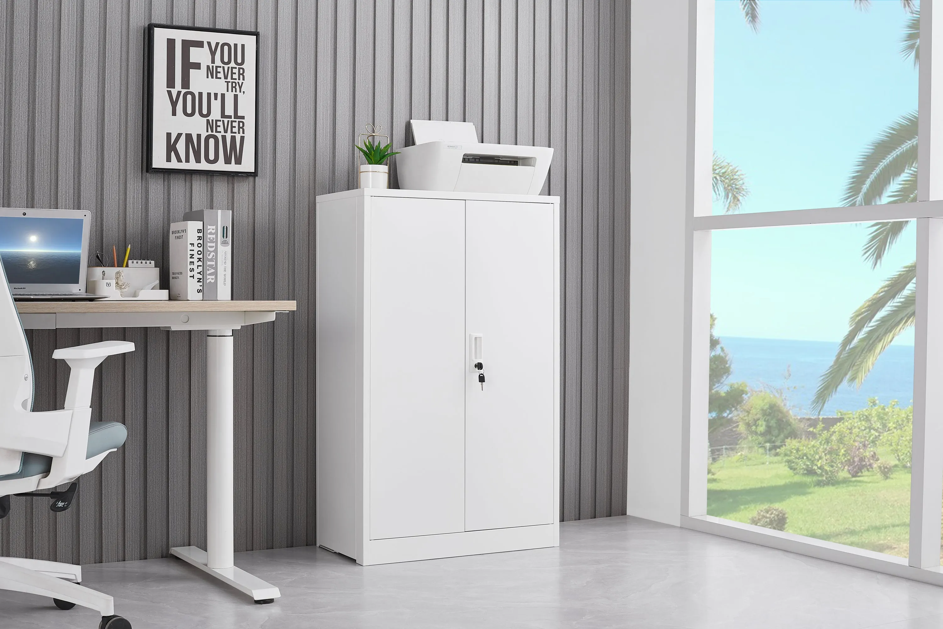 Secure Guard Storage Metal Cabinet - White