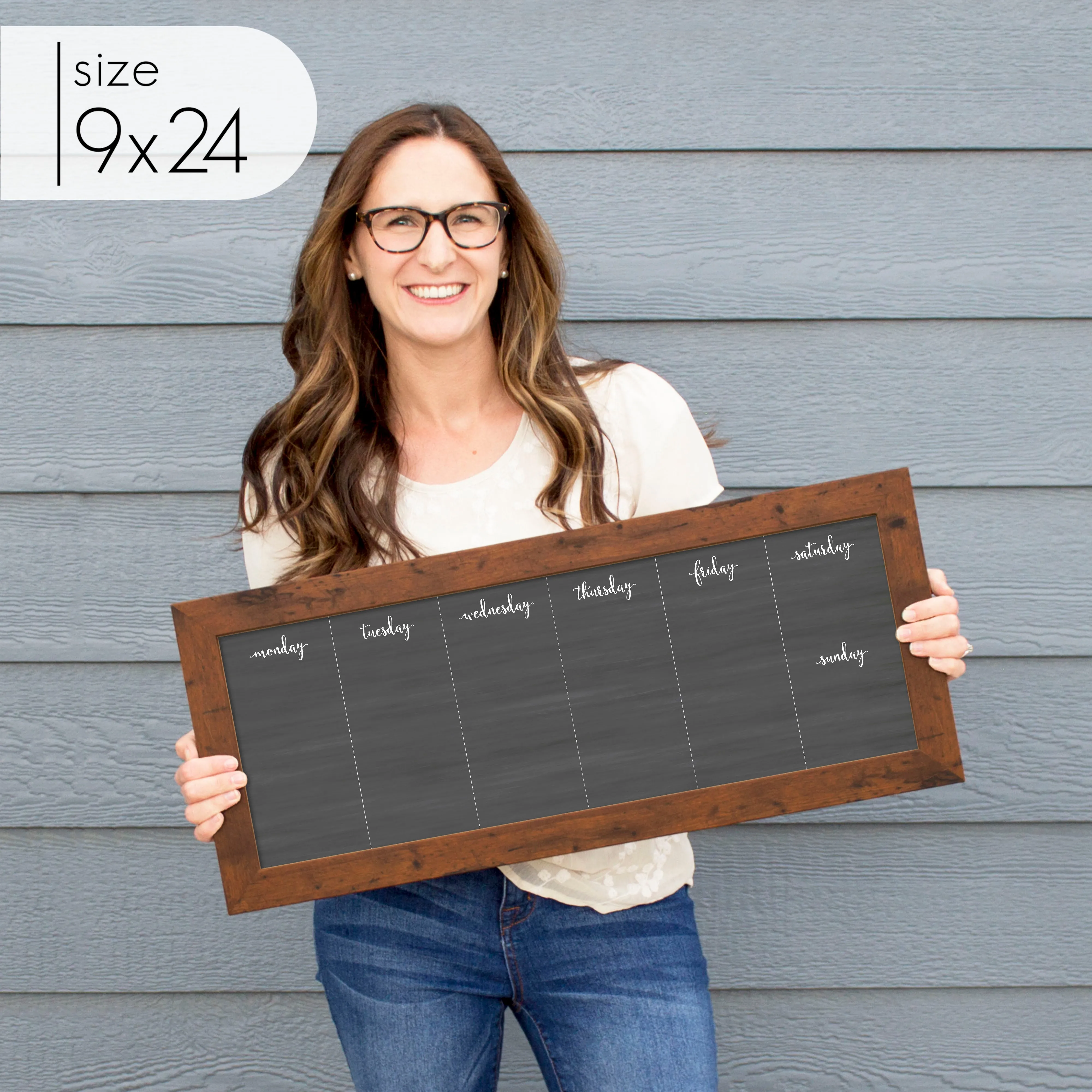 Slim Weekly Framed Chalkboard | Horizontal Knope
