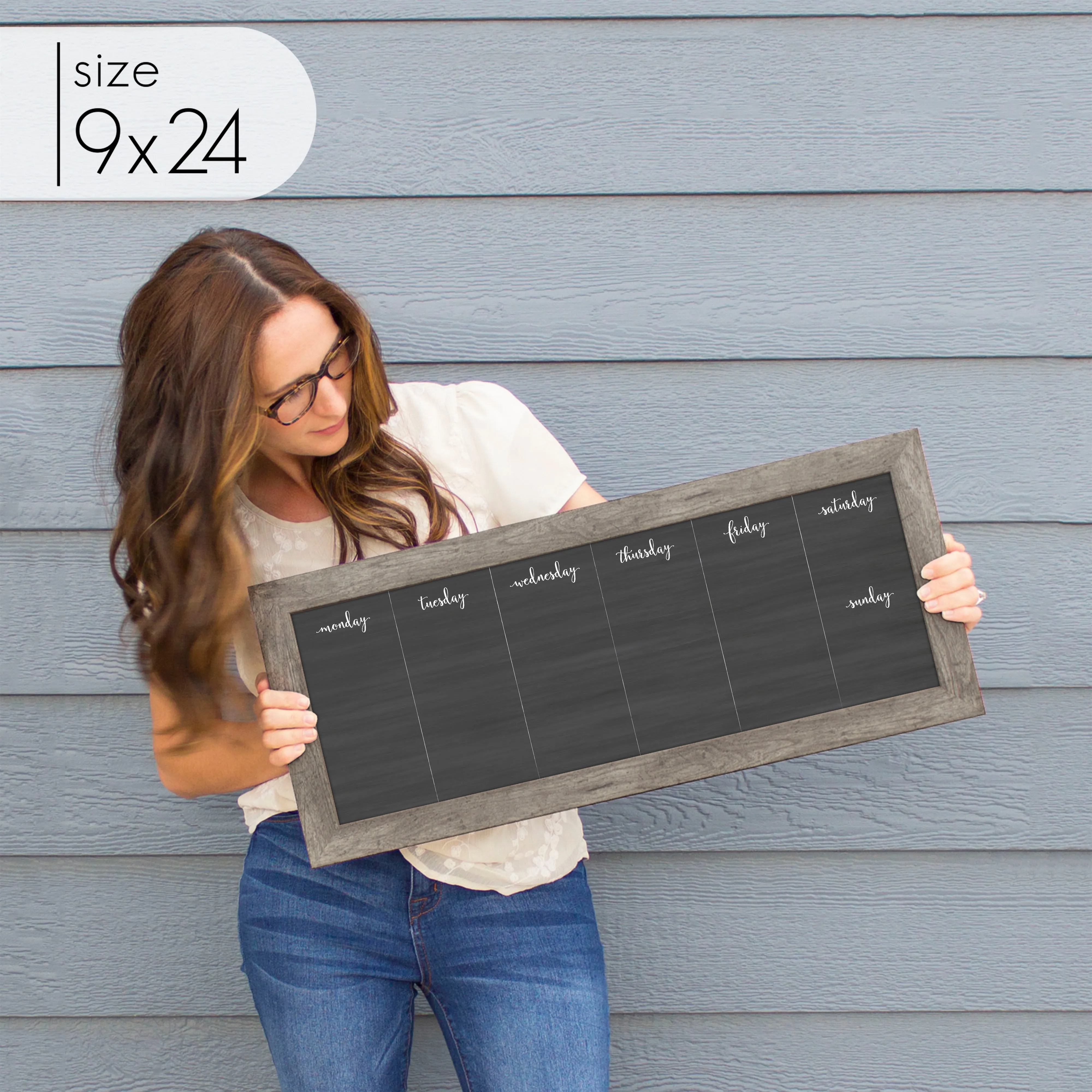 Slim Weekly Framed Chalkboard | Horizontal Knope