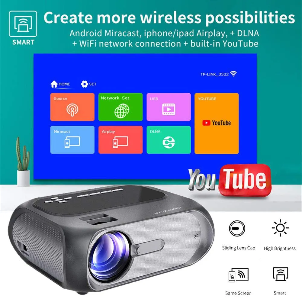 Smart Sync WiFi Home Theater LED Projector [4500 Lumens] [ Wireless Mobile Screening ] Mini Home Entertainment Cinema Projector