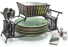 Sorbus Utensil Caddy - Use For Napkin, Cutlery, Plate Holder - Stackable Flatware Caddy, Tabletop Organizer - Ideal for Dining Table, Party, Buffet, Kitchen, Entertaining (Black)