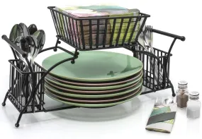 Sorbus Utensil Caddy - Use For Napkin, Cutlery, Plate Holder - Stackable Flatware Caddy, Tabletop Organizer - Ideal for Dining Table, Party, Buffet, Kitchen, Entertaining (Black)