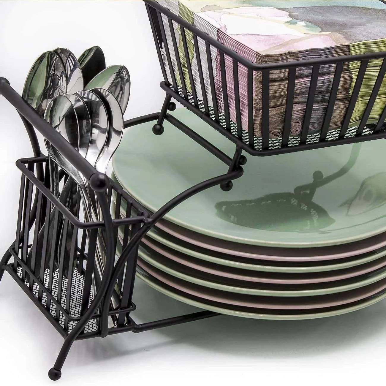 Sorbus Utensil Caddy - Use For Napkin, Cutlery, Plate Holder - Stackable Flatware Caddy, Tabletop Organizer - Ideal for Dining Table, Party, Buffet, Kitchen, Entertaining (Black)