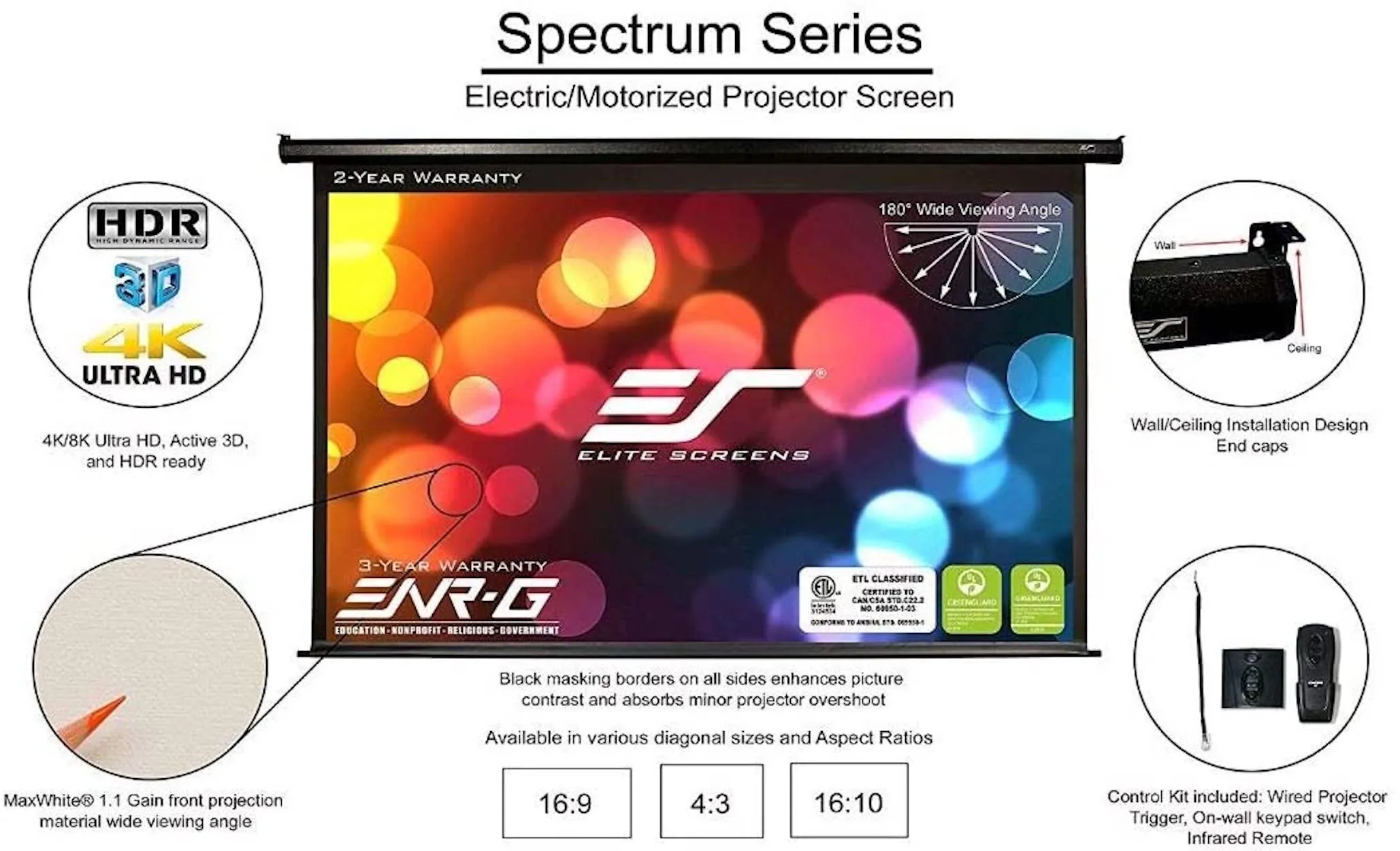 SPECTRUM - ELECTRIC PROJECTION SCREENS FOR STANDARD PROJECTORS