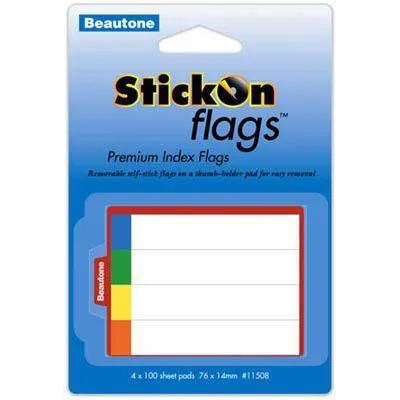 Stick On Index Flags 100 Sheets 14 X 76Mm Assorted Pack 400