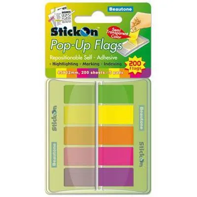 Stick On Pop Up Flags 40 Sheets 45 X 12Mm Assorted Pack 5