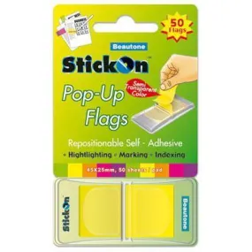 Stick On Pop Up Flags 50 Sheets 45 X 25Mm Lemon