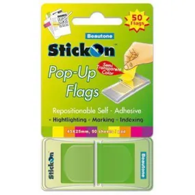 Stick On Pop Up Flags 50 Sheets 45 X 25Mm Lime