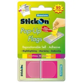 Stick On Pop Up Flags 50 Sheets 45 X 25Mm Magenta