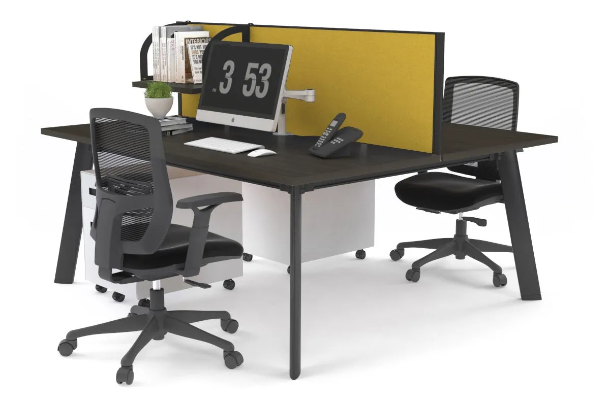 Switch - 2 Person Workstation Black Frame [1200L x 800W with Cable Scallop]