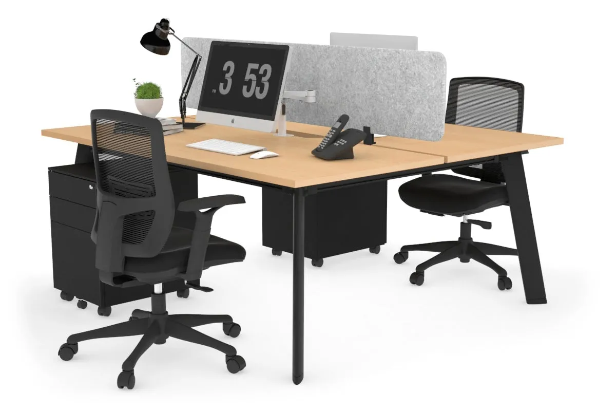 Switch - 2 Person Workstation Black Frame [1200L x 800W with Cable Scallop]