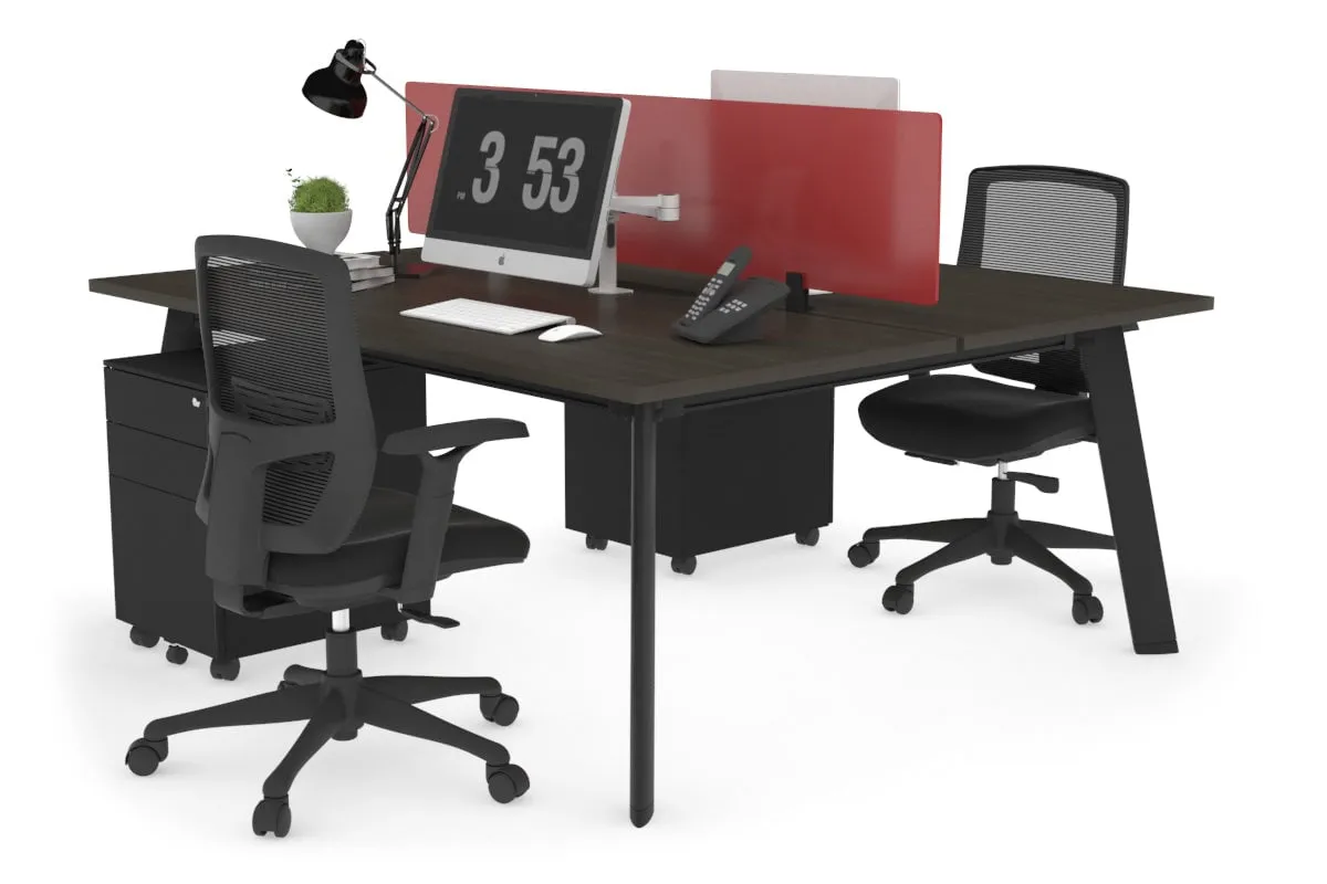Switch - 2 Person Workstation Black Frame [1200L x 800W with Cable Scallop]