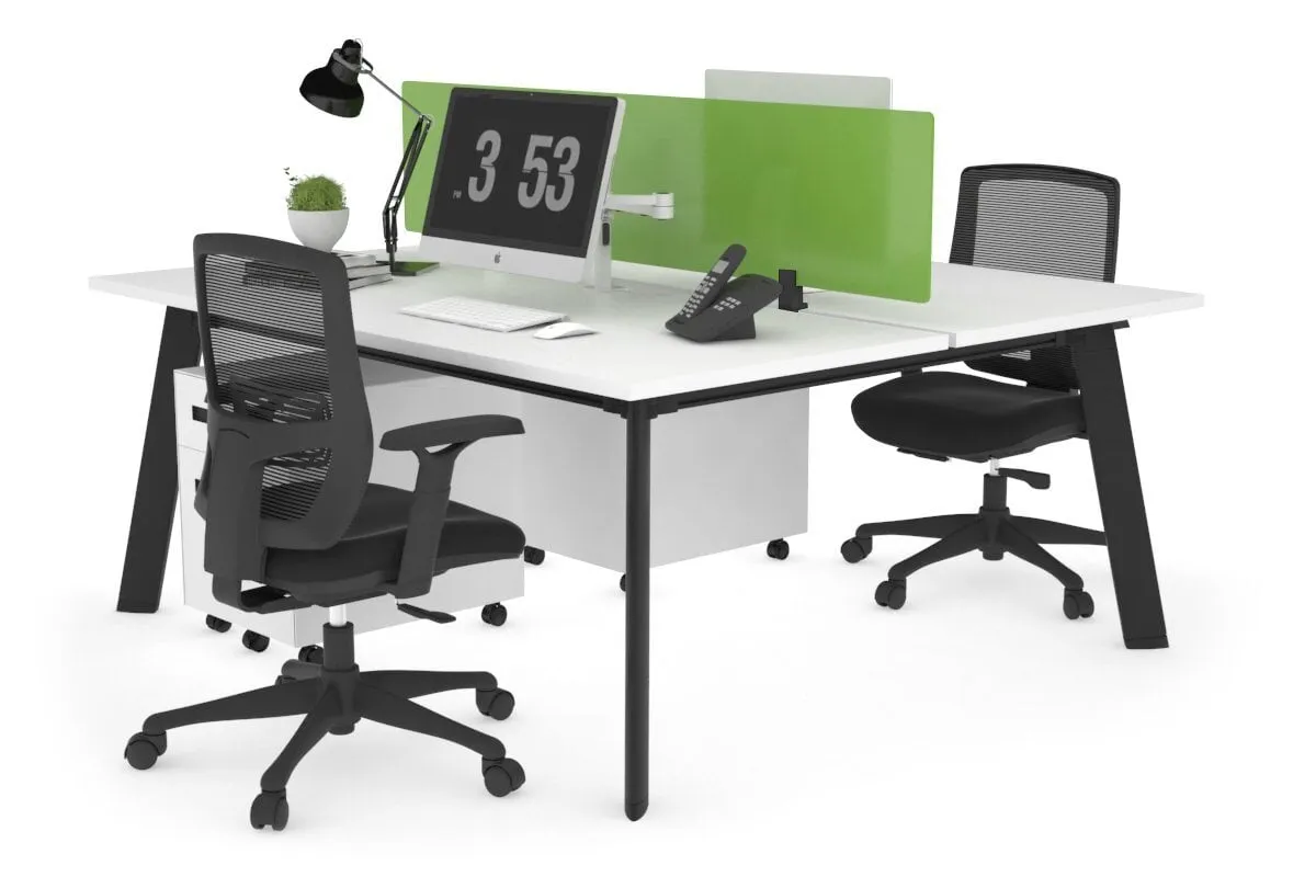 Switch - 2 Person Workstation Black Frame [1200L x 800W with Cable Scallop]