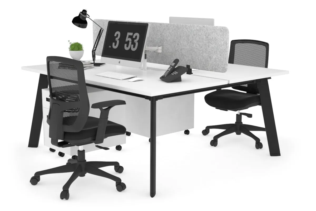 Switch - 2 Person Workstation Black Frame [1200L x 800W with Cable Scallop]