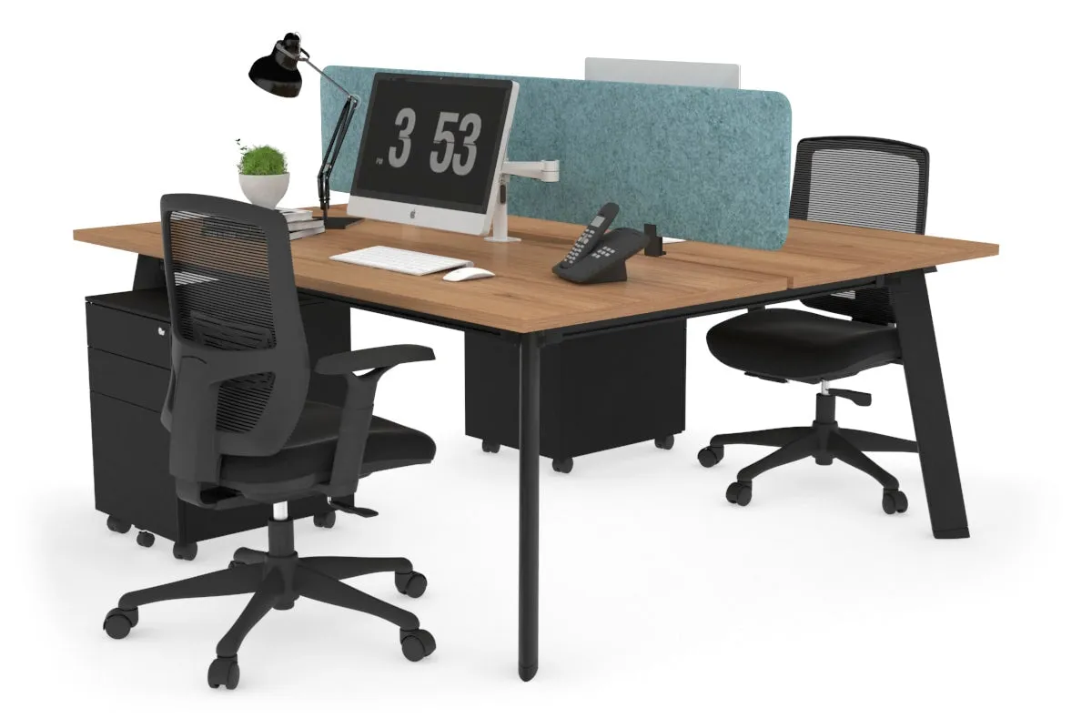 Switch - 2 Person Workstation Black Frame [1200L x 800W with Cable Scallop]