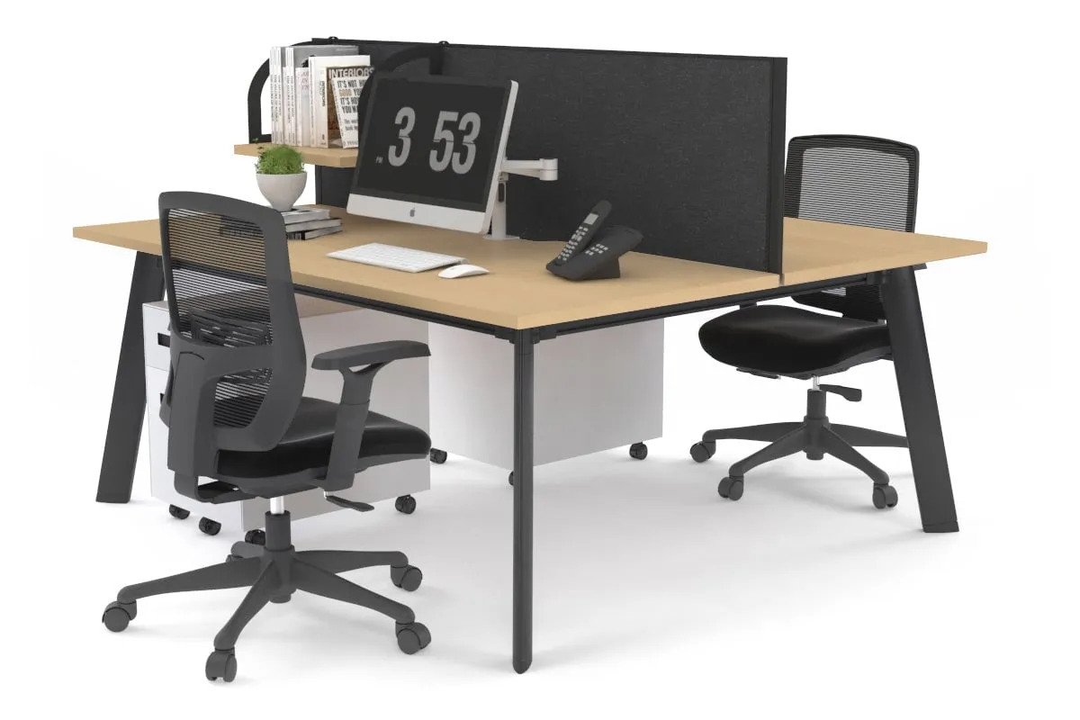 Switch - 2 Person Workstation Black Frame [1200L x 800W with Cable Scallop]