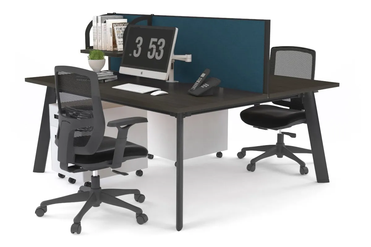 Switch - 2 Person Workstation Black Frame [1200L x 800W with Cable Scallop]