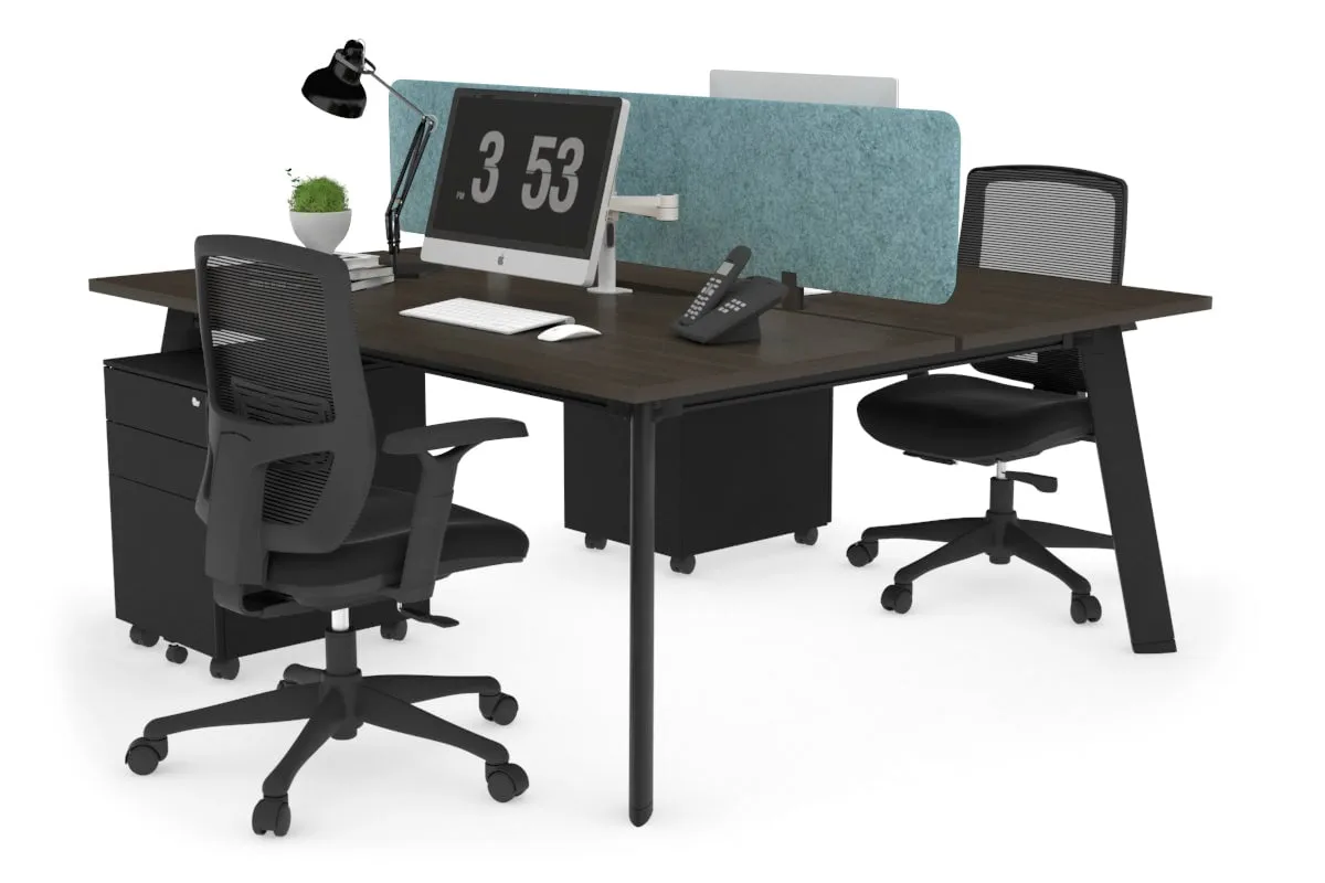 Switch - 2 Person Workstation Black Frame [1200L x 800W with Cable Scallop]