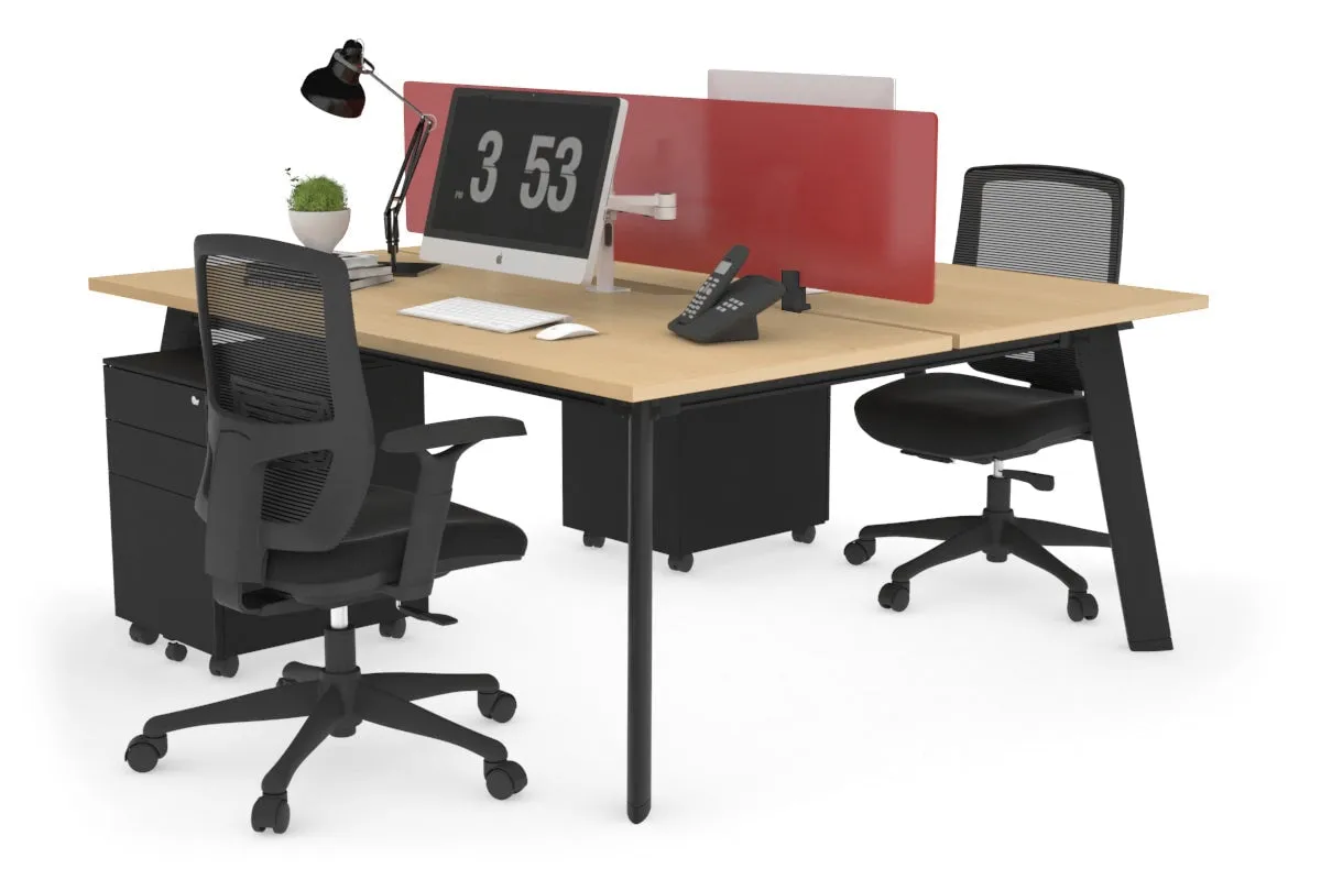 Switch - 2 Person Workstation Black Frame [1200L x 800W with Cable Scallop]