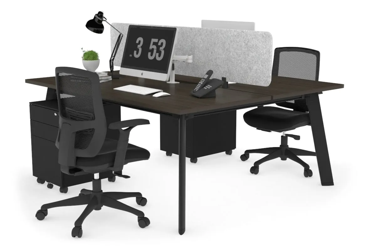 Switch - 2 Person Workstation Black Frame [1200L x 800W with Cable Scallop]