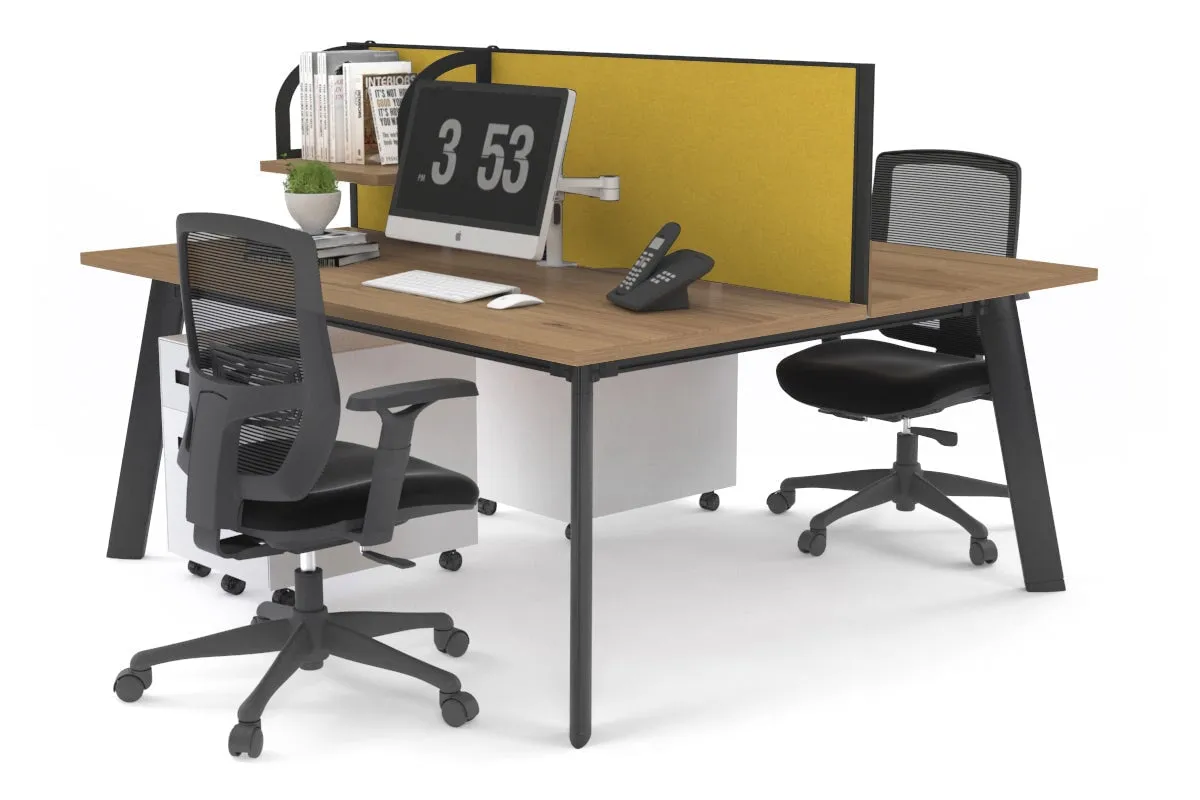 Switch - 2 Person Workstation Black Frame [1200L x 800W with Cable Scallop]