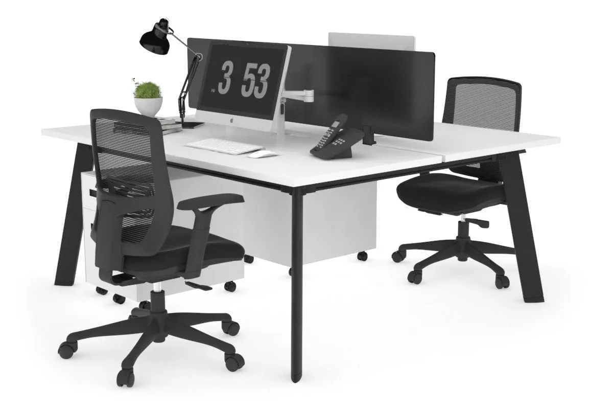 Switch - 2 Person Workstation Black Frame [1200L x 800W with Cable Scallop]