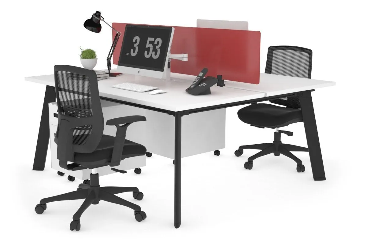 Switch - 2 Person Workstation Black Frame [1200L x 800W with Cable Scallop]