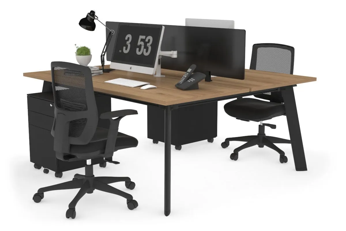 Switch - 2 Person Workstation Black Frame [1200L x 800W with Cable Scallop]