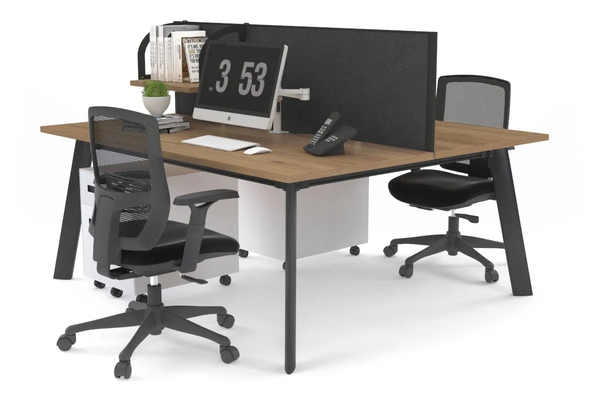 Switch - 2 Person Workstation Black Frame [1200L x 800W with Cable Scallop]