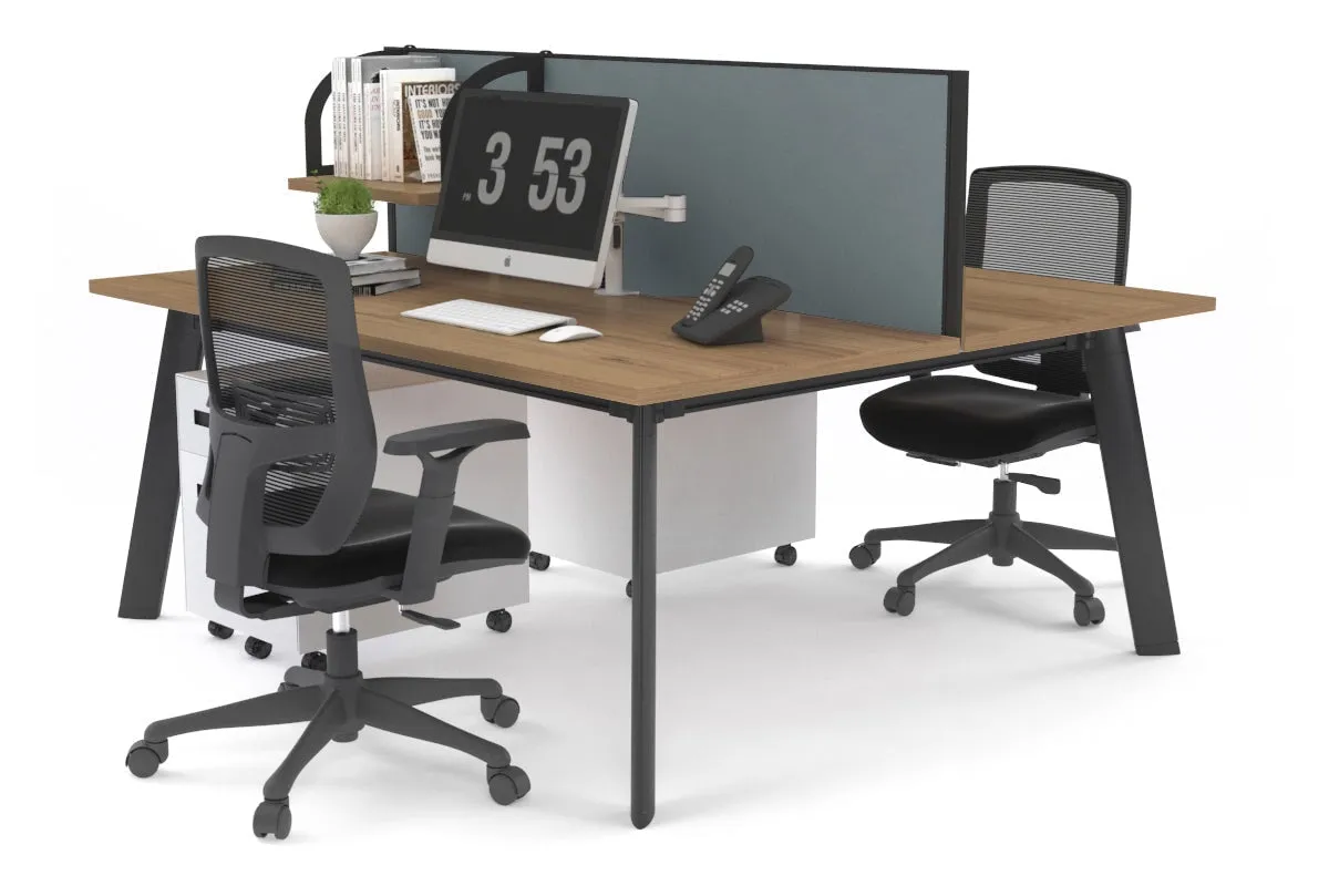 Switch - 2 Person Workstation Black Frame [1200L x 800W with Cable Scallop]