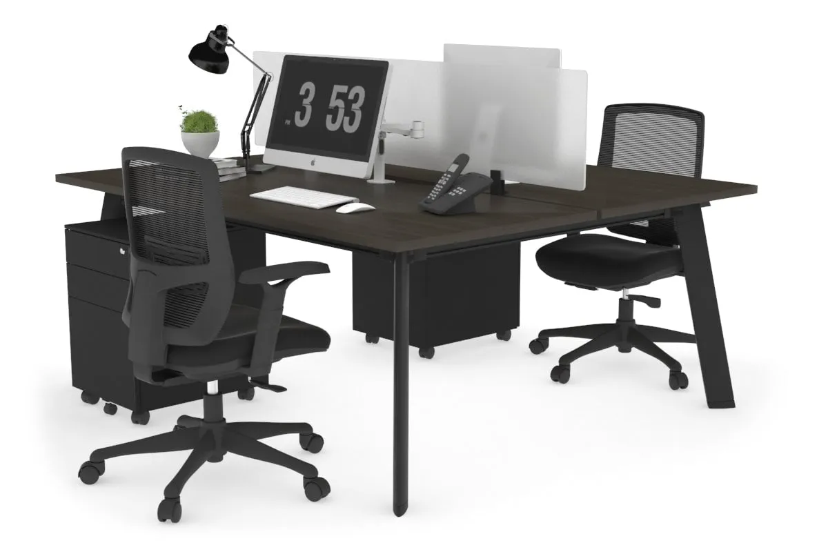 Switch - 2 Person Workstation Black Frame [1200L x 800W with Cable Scallop]