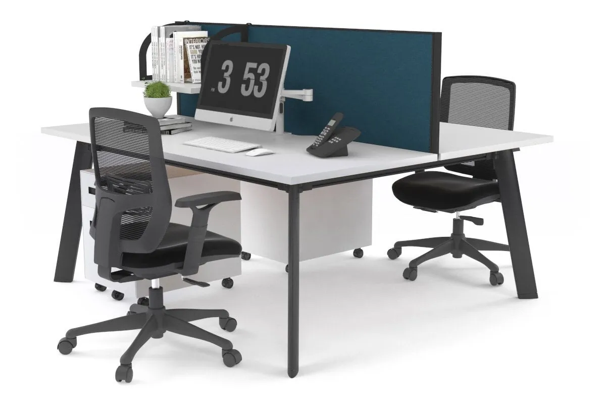 Switch - 2 Person Workstation Black Frame [1200L x 800W with Cable Scallop]