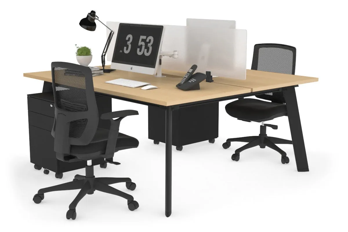 Switch - 2 Person Workstation Black Frame [1200L x 800W with Cable Scallop]